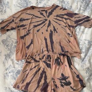 Tie-Dye Lounge Set in Pink and Black